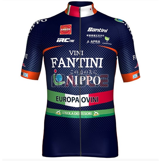 2018 Maglia Nippo Vini Fantini Europa Ovini Manica Corta Spento Blu